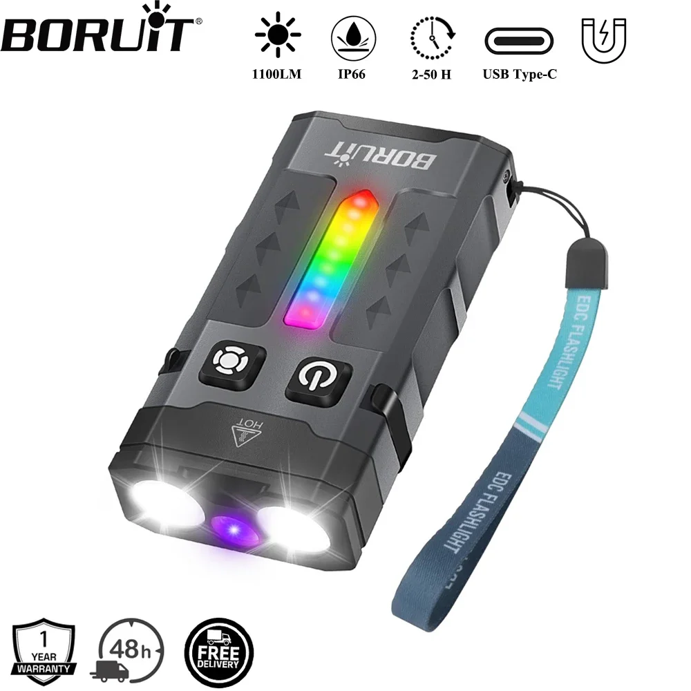 BORUiT EV20 1100LM EDC UV Keyc - Fishing Light ulasan dan harga